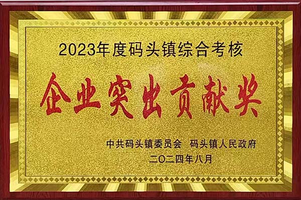 2024年8月20日，瑞昌市碼頭鎮(zhèn)召開(kāi)2023年度綜合考核總結(jié)暨通報(bào)表?yè)P(yáng)大會(huì)，會(huì)上江西亞?wèn)|榮獲“2023年度碼頭鎮(zhèn)綜合考核企業(yè)突出貢獻(xiàn)獎(jiǎng)”，并獲頒獎(jiǎng)牌。